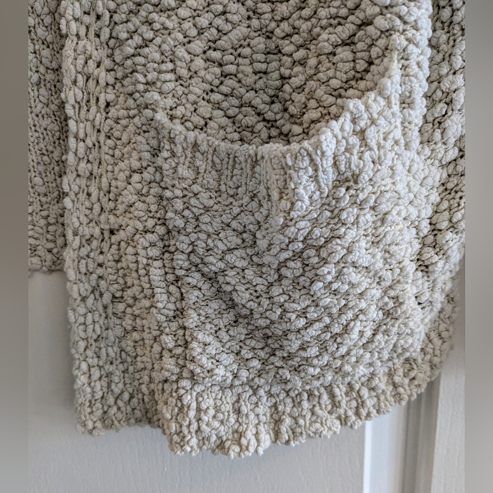 Umgee Ivory Open Front Drop Shoulder Popcorn Cardigan Women's Sweater Size S - Picture 7 of 16